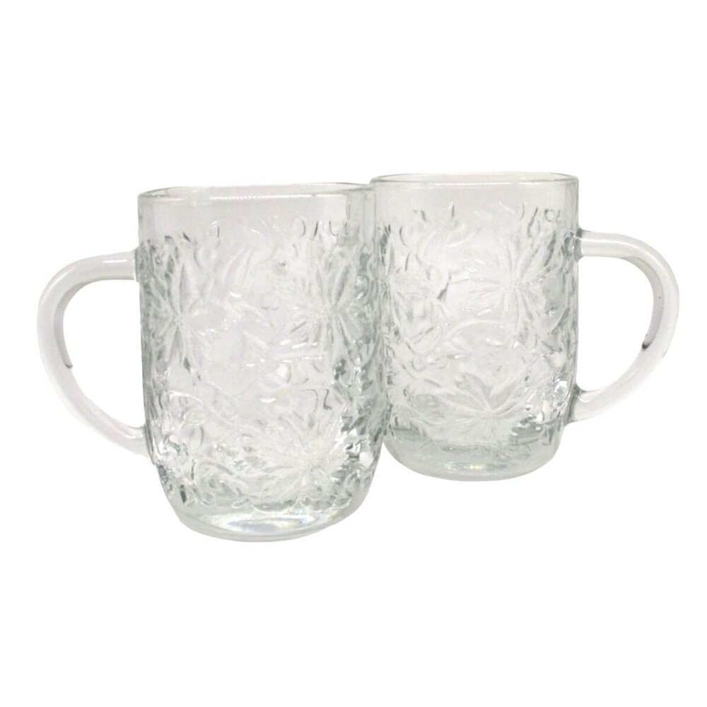 2 Princess House Fantasia Coffee Tea Glass Mugs 8 oz